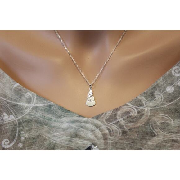 Sterling Silver Snowman Charm Necklace - Picture 3 of 5